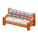 Log Extra-long Sofa Orange wood / Geometric print
