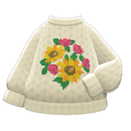 Mom's Hand-knit Sweater Flowers