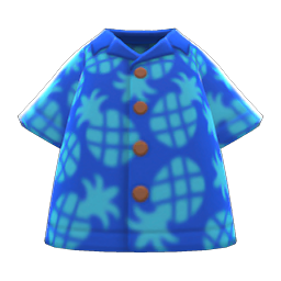 Animal Crossing Pineapple Aloha Shirt|Blue Image