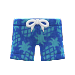 Animal Crossing Pineapple Aloha Shorts|Blue Image