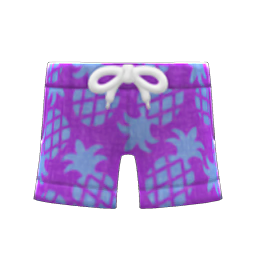 Pineapple Aloha Shorts Purple