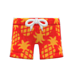 Pineapple Aloha Shorts Red
