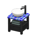 Animal Crossing Plain Sink|Black wood & tile Image