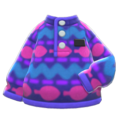 Animal Crossing Printed Fleece Sweater|Blue Image