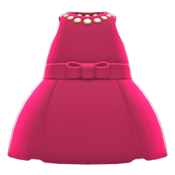 Animal Crossing Satin Dress|Berry red Image