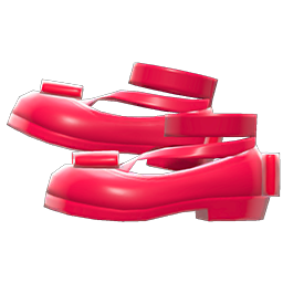 Shiny Bow Platform Shoes Red