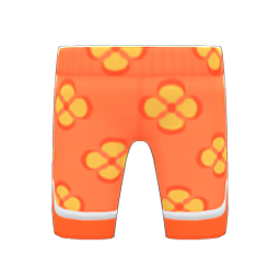 Silk Floral-print Pants Orange