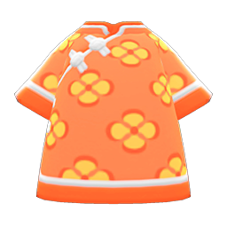 Silk Floral-print Shirt Orange