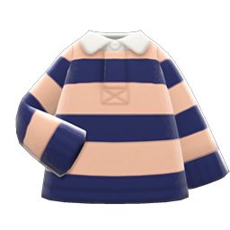 Animal Crossing Thick-stripes Shirt|Beige & navy Image