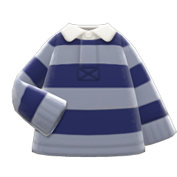 Thick-stripes Shirt Navy & gray