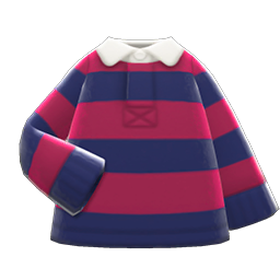 Thick-stripes Shirt Rose red & navy