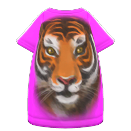 Tiger-face Tee Dress Pink