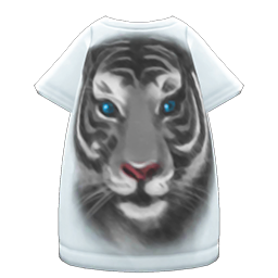 Tiger-face Tee Dress White