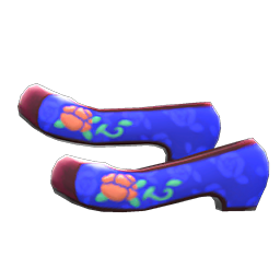 Animal Crossing Traditional Flower Shoes|Blue Image