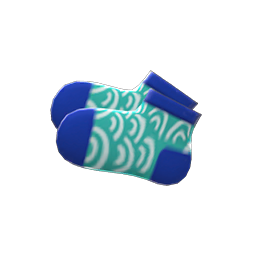 Animal Crossing Wave-print Socks|Blue Image