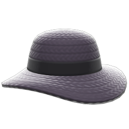 Wide-brim Straw Hat Black