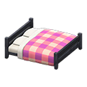 Wooden Double Bed Black / Pink