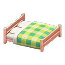 Wooden Double Bed Pink wood / Green