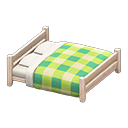 Wooden Double Bed White wood / Green