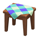 Wooden Mini Table Dark wood / Blue