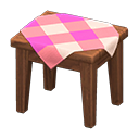 Wooden Mini Table Dark wood / Pink