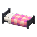 Wooden Simple Bed Black / Pink