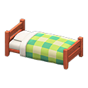 Wooden Simple Bed Cherry wood / Green