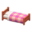 Wooden Simple Bed Cherry wood / Pink