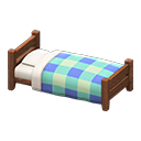 Wooden Simple Bed Dark wood / Blue