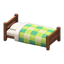 Wooden Simple Bed Dark wood / Green