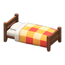 Wooden Simple Bed Dark wood / Orange