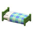 Wooden Simple Bed Green / Blue