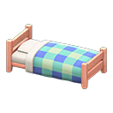 Wooden Simple Bed Pink wood / Blue