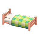 Wooden Simple Bed Pink wood / Green