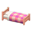 Wooden Simple Bed Pink wood / Pink