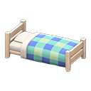 Wooden Simple Bed White wood / Blue