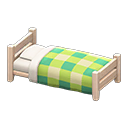 Wooden Simple Bed White wood / Green