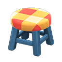 Wooden Stool Blue / Orange