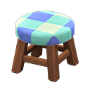 Wooden Stool Dark wood / Blue