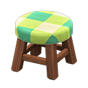 Wooden Stool Dark wood / Green