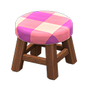 Wooden Stool Dark wood / Pink