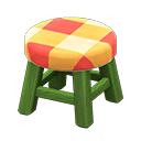 Wooden Stool Green / Orange