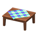 Wooden Table Dark wood / Blue