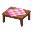 Wooden Table Dark wood / Pink