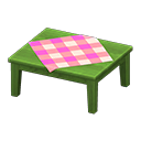 Wooden Table Green / Pink