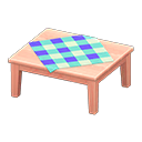 Wooden Table Pink wood / Blue