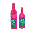 Decorative bottles Green labels Label Pink