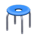 Donut stool Blue Seat design Silver