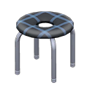 Donut stool Checkered black Seat design Silver