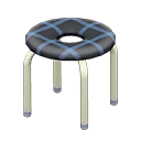 Donut stool Checkered black Seat design White